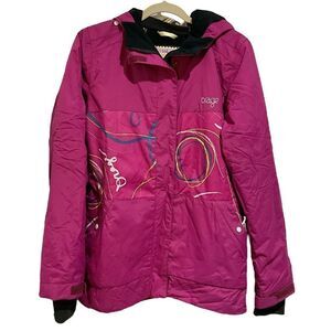 ORAGE Snowboarding ski hooded jacket girls XXL size 16 Swirls fuchsia